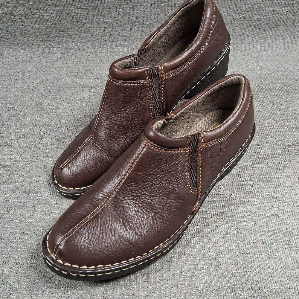 Eastland Amore Womens Brown Leather Slip On Clog Shoes Comfort Orthopedic 10W